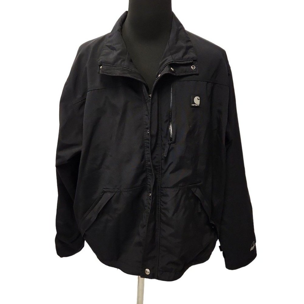 Carhartt Mens J162 Black Front Pockets Long Sleeve Full Zip Jacket Sz XL Regular
